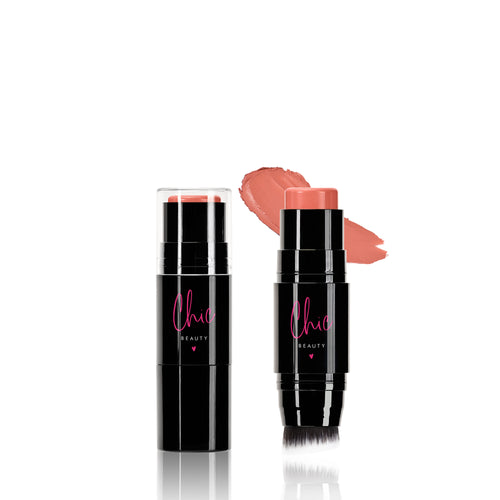 Chic Glow cream blush by Chic Beauty. Dark peach colour